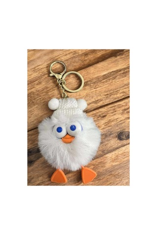 Peluş Ördek Anahtarlık Ve Çanta Aksesuarı - Beyaz Beyaz