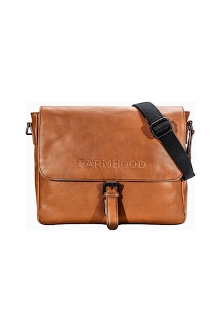 Farmhood Memphis Deri Messenger Evrak Çantası 32 Cm Lüks Açık Kahverengi