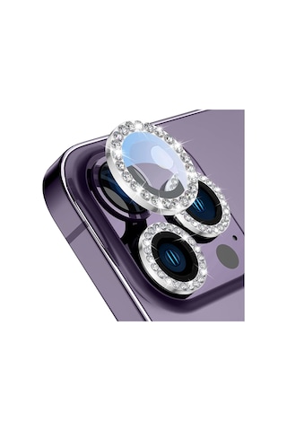 Buff Apple Uyumlu iPhone 14 Pro / 14 Pro Max Diamond Lens Koruyucu Gümüş