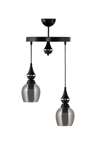 Dd İkili Pera Sarkıt Avize Füme Camlı Siyah2