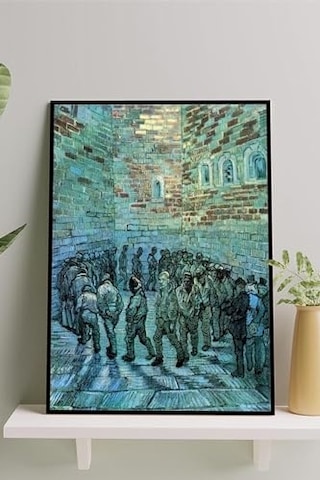 Pster14784 Tutuklular Çemberi - Van Gogh Sanatsal Çerçeveli Tablo 30 X 40