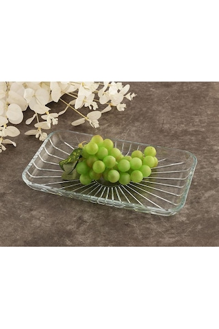 27 Cm Elegant Dikdörtgen Cam Servis Sunum Tabak 54883