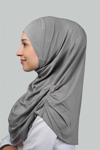 Altobeh Hazır Türban Büzgülü Pileli Pratik Eşarp Tesettür Hijab - Namaz Örtüsü - Gri