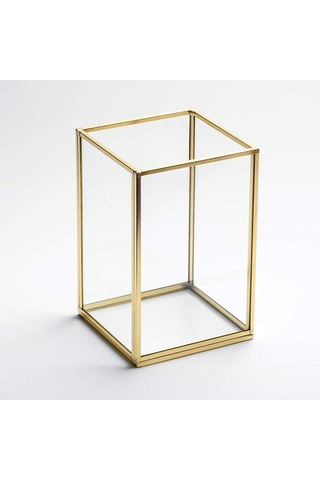 15x10x10cm Pirinç Gold Geometrik Teraryum Cam Fanus Vazo Mumluk Yapımı Dekoratif
