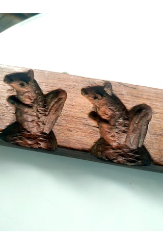 Omeniv Antika Ahşap Sincaplı Pasta Kurabiye Kalıbı Mutfak Kafe