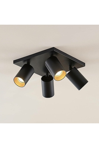 Rsylight Metal Hareketli Modern Siyah Kare 4Lü Led Spot Avize Günışığı Ampullü Rsylight Metal Hareketli Modern Siyah Kare 4Lü Led Spot Avize Günışığı Ampullü