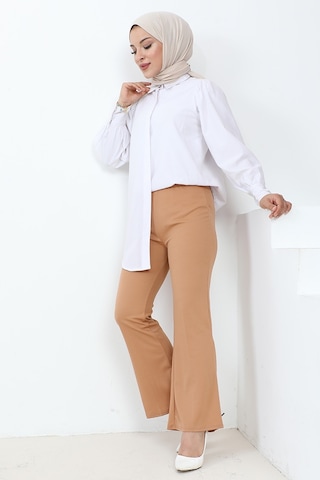 Bestenur Piyale Ispanyol Paça Pantolon 653 - Vizon