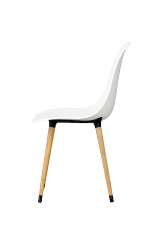 Vilinze Eames Naturel Ahşap Ayak Plastik Beyaz Sandalye