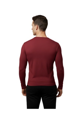 DeepSEA Bordo Dar Kalıp Likralı %90 Pamuk Erkek Sweatshirt – Vücuda Oturan İnce Penye Sweat 2300423