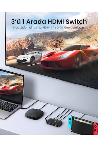 Ugreen 3-in-1 4k 30hz Hdmı Uzaktan Kumandalı Switch, 80125