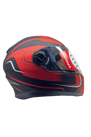 Kask Bgc Full Face Vizörlü Kask Mat Siyah - Kırmızı