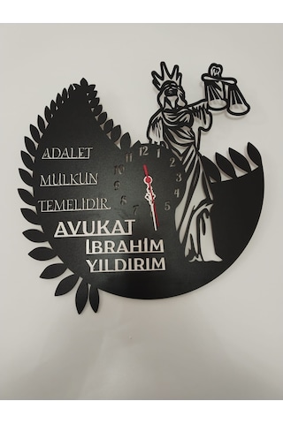 Avukat,adalet,hukuk Bürosu,adliye İçin Duvar Saati Kişiye Özel Siyah