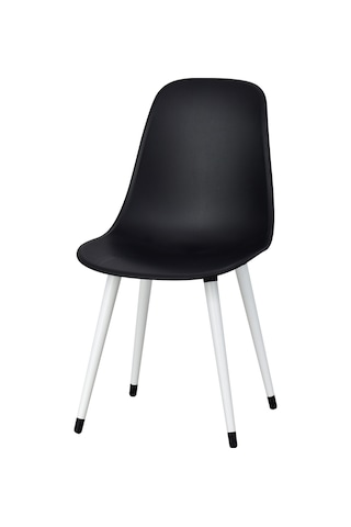 Vilinze Eames Beyaz Ahşap Ayak Plastik Siyah Sandalye