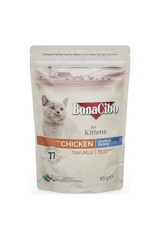 Bonacibo Tavuklu Sos İçinde Pouch Yavru Kedi Yaş Maması 12 x 85 G