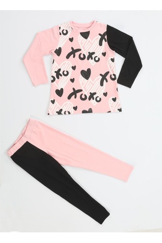 Xo Kalpli Kız Çocuk Tunik Takım-pembe - Siyah Pembe - Siyah