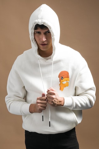 Regular Fit Kapşonlu 3 İplik Kalın İçi Polarlı Kangru Cepli Baskılı Erkek Sweatshirt 001