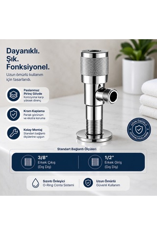 Taharet Musluğu Ara Musluk Krom Kaplama Pirinç Gövde Hijyenik Banyo Musluğu Gümüş
