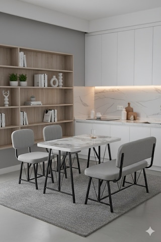 Elfin 70x110 Efes Sabit, 2 Sandalye 1 Bench, Masa Sandalye Takımı, Mutfak Masası Takımı - Gri