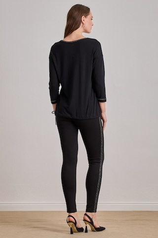 Düşük Kol Siyah Viskon Bluz Siyah