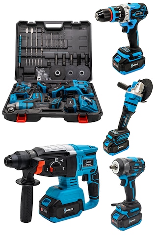 Börth BRTH0007 Hilti + Taşlama + Somun Sıkma + Matkap Akülü 4'lü Set