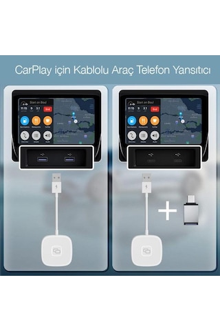 Coofbe iOs Car Play Aktarım Adaptörü Apple Uyumlu iPhone İle Ekran Yansıtıcı Kablosuz iOs Car Play Dönüştürücü