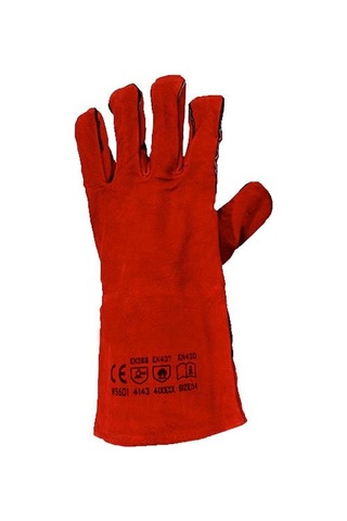 Kaynak Eldiveni Deri Kaynakçı Koruyucu Eldiven Kırmızı 9/L 1 Çift