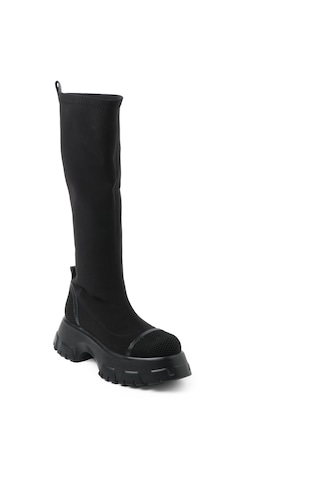 Siyah Streç Çizme Kadın Gtn-5839 John May Sıyah Streç Siyah