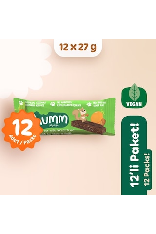 Humm Organik Kayısılı Fındıklı Yulaflı Meyveli Vegan Bar 12 x 27 G