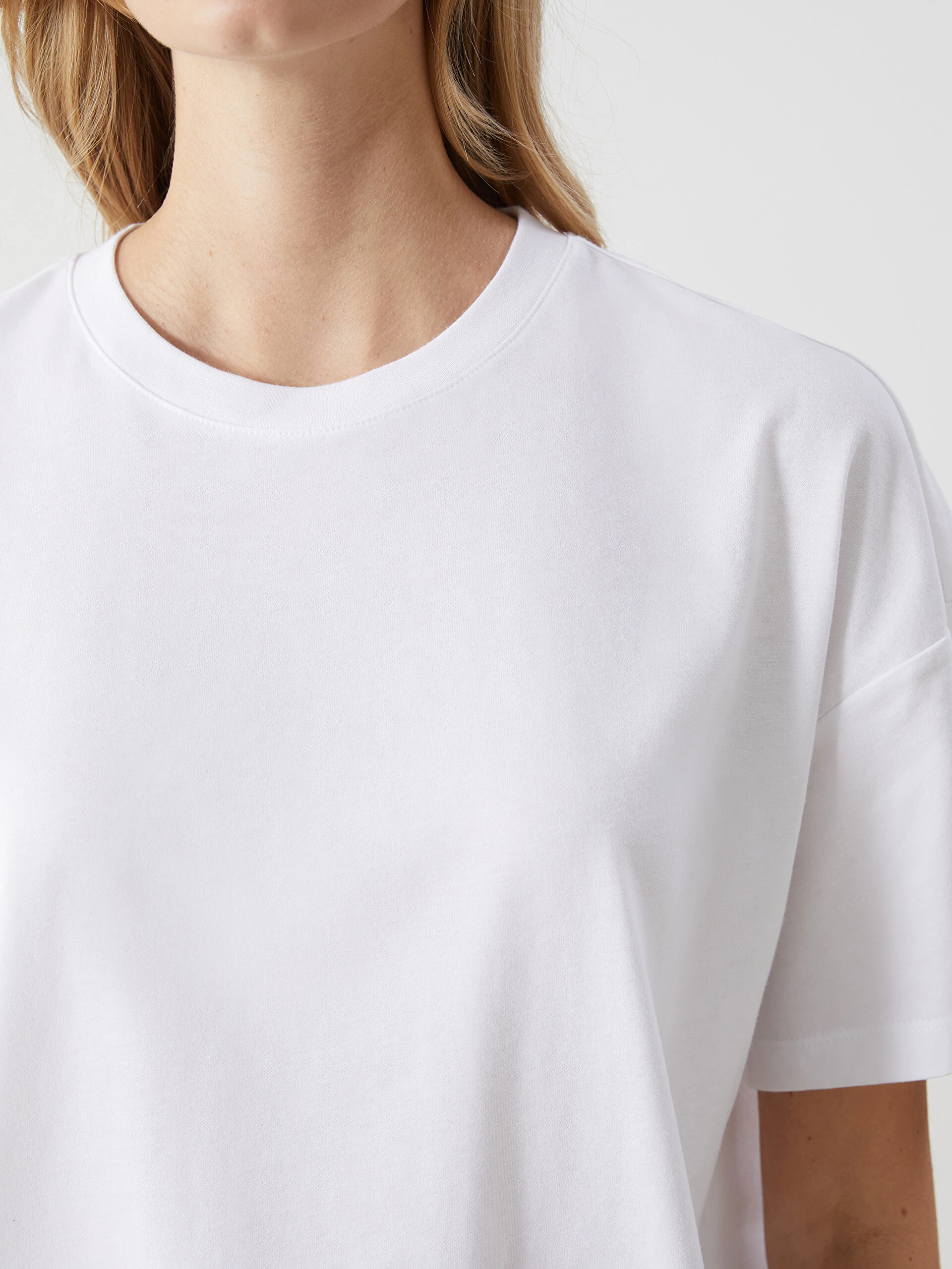 Lc Waikiki Lcw Vision Beyaz Bisiklet Yaka Oversize Kadın Tişört