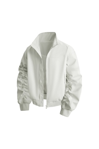 Amerikan Tarzı Dik Yakalı Pilot Ceketi Erkekler İçin Sağlam Beyzbol Ceketi Beyaz