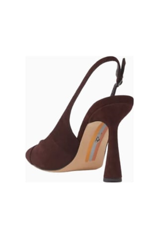 Sam Edelman Essa 95 Koyu Kahverengi, Süet Sivri Burun Yüksek Topuklu Slingback Kadın Pump