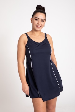 Kadın 505 Büyük Beden Şeritli Elbise Mayo Lacivert-lacivert 31570 - 1 Lacivert