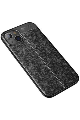 Smcaseİphone Uyumlu 13 Kılıf Deri Dokulu Silikon Nano Ekran Koruyucu Siyah