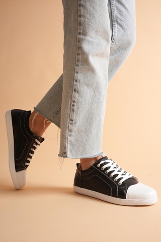 Analin Shoes Kadın Hakiki Deri Casual Spor Ayakkabı Siyah