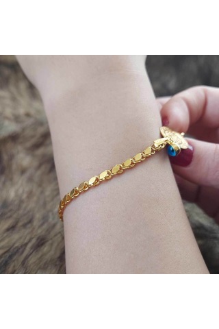 Altınbeyi Reşat Çeyrekli Pullu Zincirli Bileklik Sarı Altın