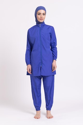 Kadın 23203 Büzgülü Paraşüt Tam Tesettür Mayo Saks Mavi-saks Mavi 34286 - 1 Saks Mavi