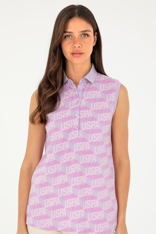 U.S. Polo Assn. Kadın Lila Kolsuz Polo Yaka Tişört 50282902-VR034