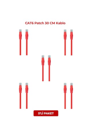 S-lınk Sl-cat6030re Cat6 Patch 30cm Kablo Kırmızı 5li Paket