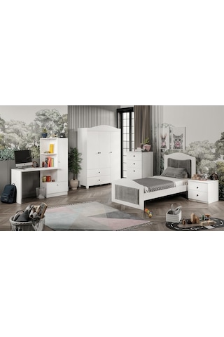 Torino Genç Odası, Çalışma Masası ve Kitaplık Beyaz