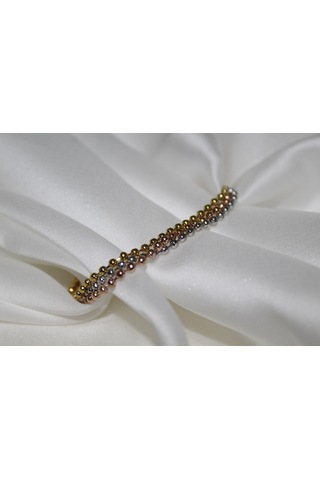 Üçlü Zincir Çelik Bileklik Gold Gümüş Ve Rose Tonlar Kaın Bileklik 18 Cm Üç Renkli Çelik Takı Gold