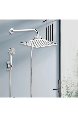 Fastbuy Challenger 8 Paslanmaz Çelik 5 Adet Duş Sistemi - Yağmur Masaj, Spa El Tipi Üstten Akış Siyah Siyah