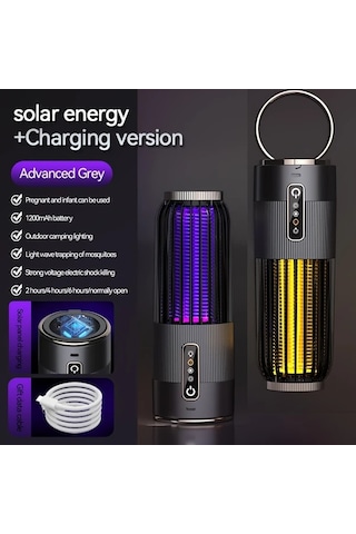 Motion003 Gri Ruizhe Sivrisinek Lambası 1200mah Usb Şarj Taşınabilir Elektrikli Öldürücü 3 Seviyeli Zamanlayıcı Gece Lambası