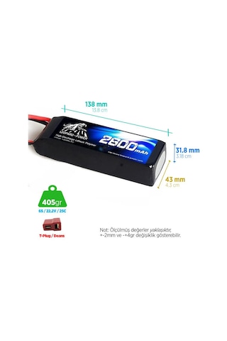 Leopard Power 2600 mAh 22.2V 6S 25C Lipo Batarya Pil T Plug