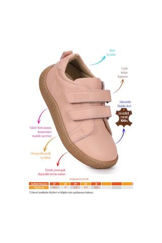 Kiko Kids Luqa Deri Günlük Kız Çocuk Spor Ayakkabı Pudra