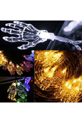 Hfambition Halloween Işık Zinciri - Şeffaf Hayalet El Biçimli, Renkli Işık, 3 Metre 20 Led, Dekoratif Ambians Aydınlatması