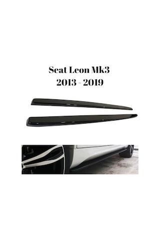 Seat Leon Mk3 2013-2019 Uyumlu Marşpiyel Lipi Alt Yan Bıçak Piano Black Parlak Siyah 2li Set