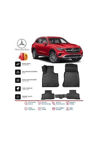 Mercedes Glc Suv 2023 Ve Sonrası 4.5d Premium Havuzlu Siyah Paspas Takımı Kokusuz