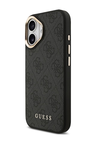 Apple Uyumlu iPhone 17 Kılıf Guess Lisanslı M-safe Şarj Özellikli Askılı Ve 4g Logo Kartlıklı Kapak Siyah Siyah