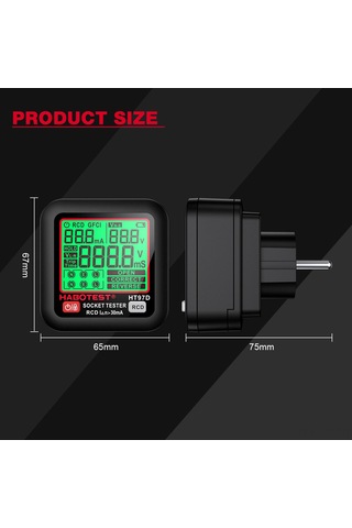 Yunboo Habotest Ht97d Avrupa Tipi Akıllı Prizi Test Cihazı: Akım Kontrolü, Fırtına Akımı Tespiti, Lcd Ekranlı Ve Otomatik Kapanma Özelliği Pil Yok