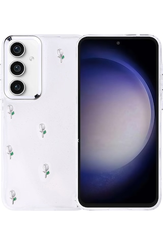 Galaxy S23 Fe Uyumlu Kılıf Airbag Tasarımlı Simli Şeffaf Sys Kutup Kapak - Lale Lale